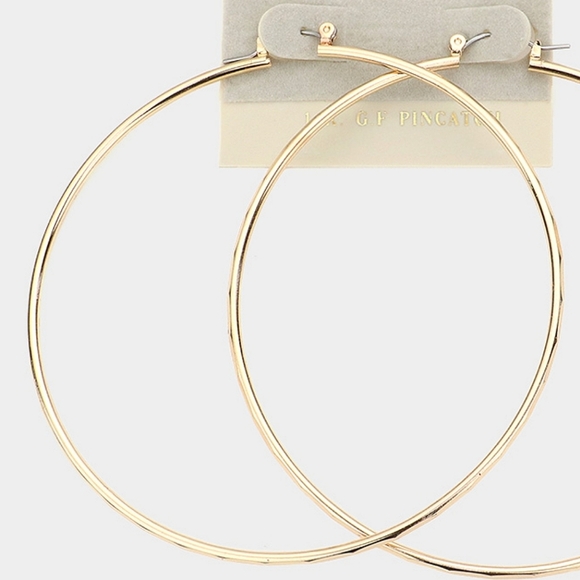 14 Karat Gold Metal Classic Round Hoop Earrings Simple Jewelry - Picture 2 of 2